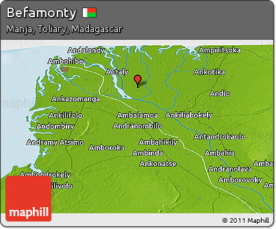 Physical Panoramic Map of Befamonty