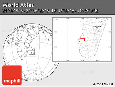 Blank Location Map of the Area around 21° 33' 19" S, 44° 16' 29" E