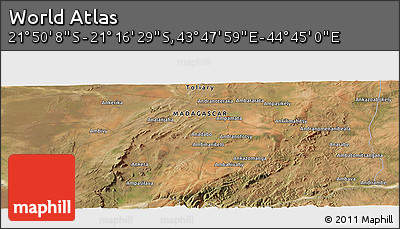 Satellite Panoramic Map of the Area around 21° 33' 19" S, 44° 16' 29" E