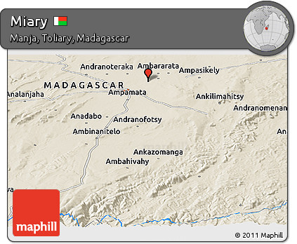 Shaded Relief Panoramic Map of Miary