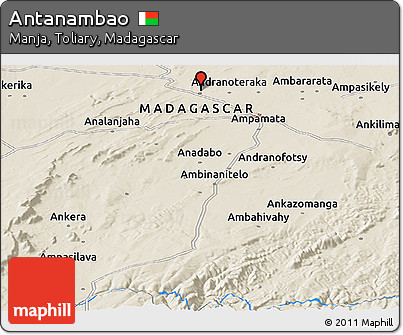Shaded Relief Panoramic Map of Antanambao