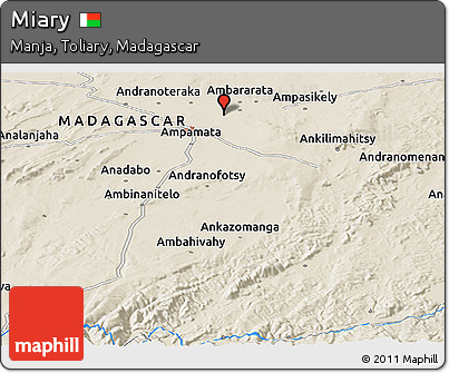 Shaded Relief Panoramic Map of Miary