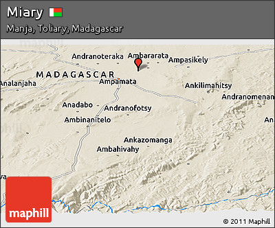 Shaded Relief Panoramic Map of Miary
