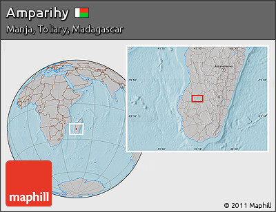 Gray Location Map of Amparihy, hill shading