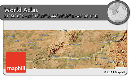 Satellite Panoramic Map of the Area around 21° 33' 19" S, 45° 7' 30" E