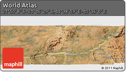 Satellite Panoramic Map of the Area around 21° 33' 19" S, 45° 7' 30" E