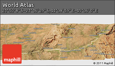 Satellite Panoramic Map of the Area around 21° 33' 19" S, 45° 7' 30" E