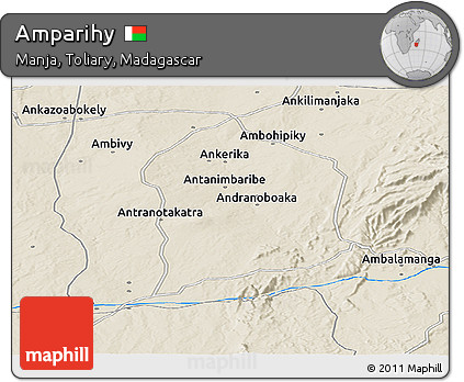 Shaded Relief Panoramic Map of Amparihy