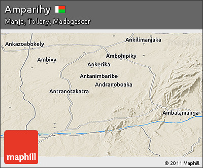 Shaded Relief Panoramic Map of Amparihy