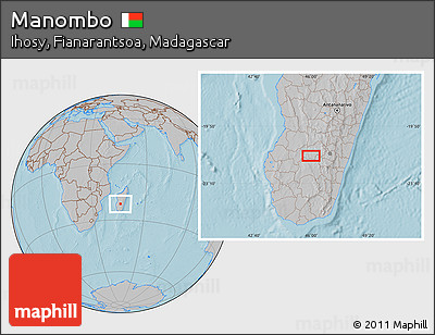 Gray Location Map of Manombo, hill shading