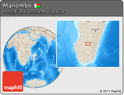 Shaded Relief Location Map of Manombo