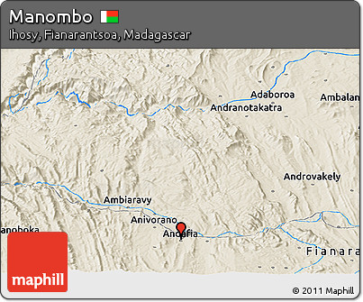 Shaded Relief Panoramic Map of Manombo