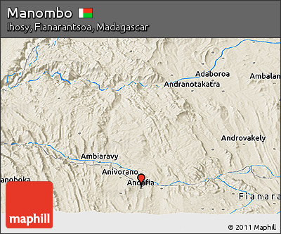 Shaded Relief Panoramic Map of Manombo