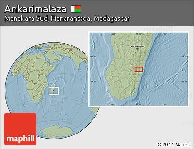 Savanna Style Location Map of Ankarimalaza, hill shading