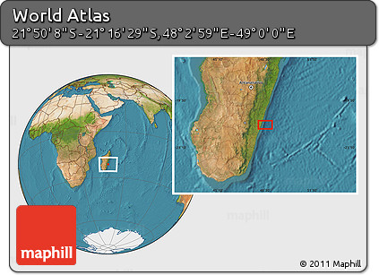 Satellite Location Map of the Area around 21° 33' 19" S, 48° 31' 29" E