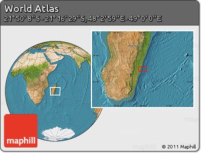 Satellite Location Map of the Area around 21° 33' 19" S, 48° 31' 29" E