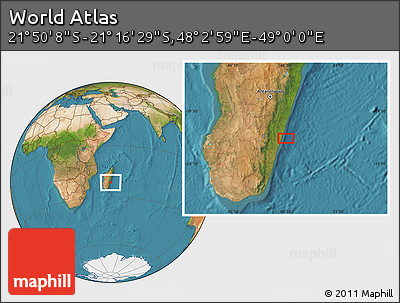 Satellite Location Map of the Area around 21° 33' 19" S, 48° 31' 29" E