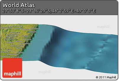 Satellite Panoramic Map of the Area around 21° 33' 19" S, 48° 31' 29" E