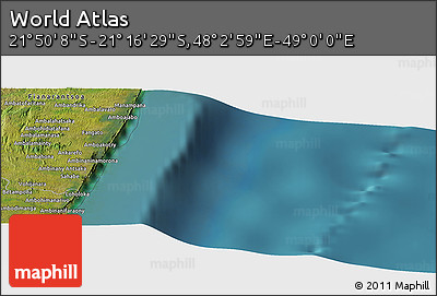 Satellite Panoramic Map of the Area around 21° 33' 19" S, 48° 31' 29" E