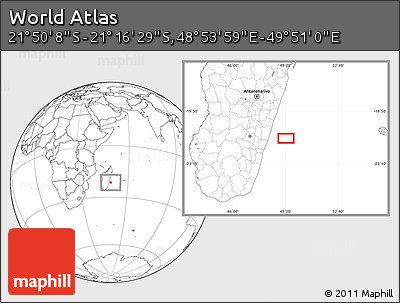 Blank Location Map of the Area around 21° 33' 19" S, 49° 22' 30" E