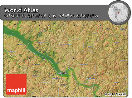 Satellite Map of the Area around 21° 33' 19" S, 49° 13' 30" W