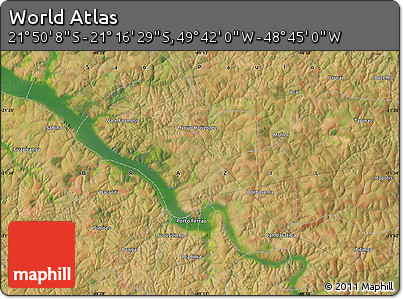 Satellite Map of the Area around 21° 33' 19" S, 49° 13' 30" W