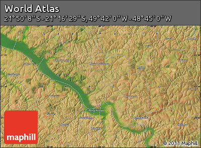 Satellite Map of the Area around 21° 33' 19" S, 49° 13' 30" W