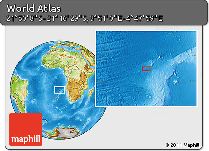 Physical Location Map of the Area around 21° 33' 19" S, 4° 19' 30" E