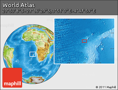 Physical Location Map of the Area around 21° 33' 19" S, 4° 19' 30" E