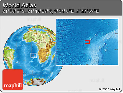 Physical Location Map of the Area around 21° 33' 19" S, 4° 19' 30" E