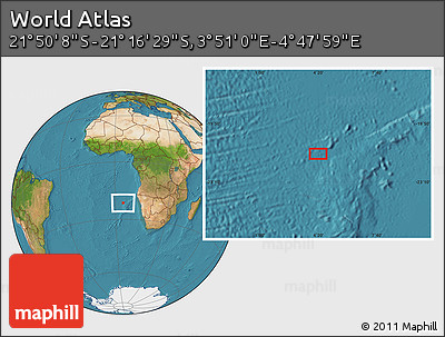 Satellite Location Map of the Area around 21° 33' 19" S, 4° 19' 30" E