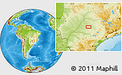 Physical Location Map of the area around 21° 33' 19" S, 50° 4' 30" W