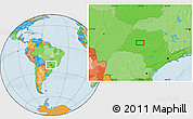 Political Location Map of the area around 21° 33' 19" S, 50° 4' 30" W