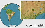 Satellite Location Map of the area around 21° 33' 19" S, 50° 4' 30" W