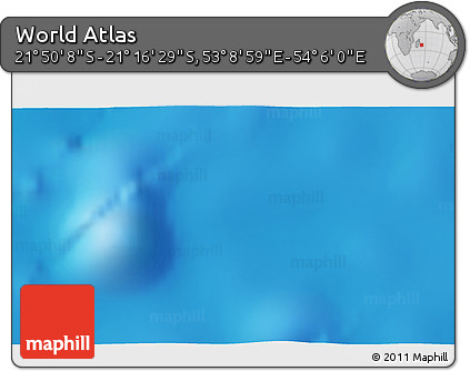 Physical 3D Map of the Area around 21° 33' 19" S, 53° 37' 30" E