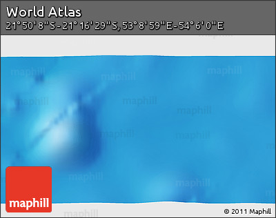 Physical 3D Map of the Area around 21° 33' 19" S, 53° 37' 30" E
