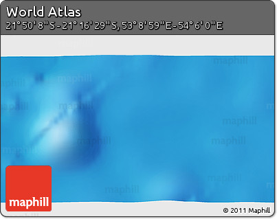 Physical 3D Map of the Area around 21° 33' 19" S, 53° 37' 30" E