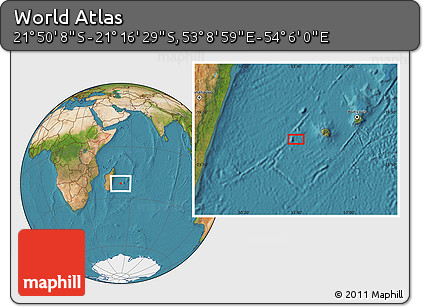 Satellite Location Map of the Area around 21° 33' 19" S, 53° 37' 30" E