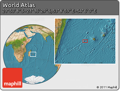 Satellite Location Map of the Area around 21° 33' 19" S, 53° 37' 30" E