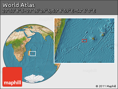 Satellite Location Map of the Area around 21° 33' 19" S, 53° 37' 30" E