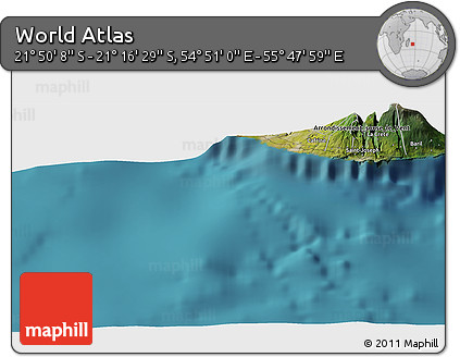 Satellite Panoramic Map of the Area around 21° 33' 19" S, 55° 19' 30" E