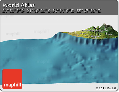 Satellite Panoramic Map of the Area around 21° 33' 19" S, 55° 19' 30" E