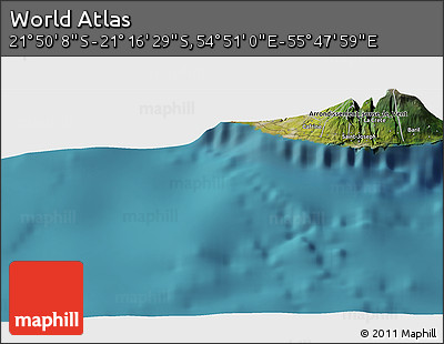 Satellite Panoramic Map of the Area around 21° 33' 19" S, 55° 19' 30" E