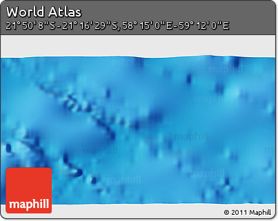 Physical 3D Map of the Area around 21° 33' 19" S, 58° 43' 30" E