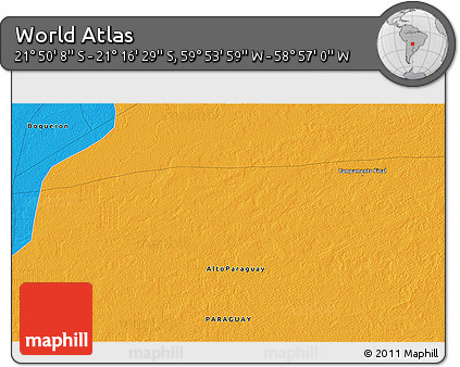 Political 3D Map of the Area around 21° 33' 19" S, 59° 25' 29" W