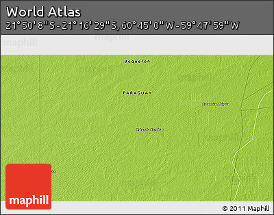 Physical 3D Map of the Area around 21° 33' 19" S, 60° 16' 29" W