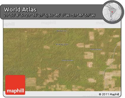 Satellite 3D Map of the Area around 21° 33' 19" S, 60° 16' 29" W