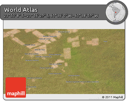 Satellite 3D Map of the Area around 21° 33' 19" S, 61° 7' 30" W