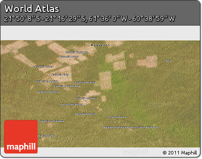 Satellite 3D Map of the Area around 21° 33' 19" S, 61° 7' 30" W