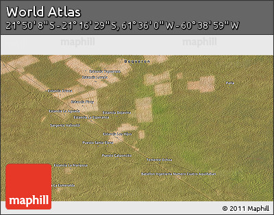 Satellite 3D Map of the Area around 21° 33' 19" S, 61° 7' 30" W